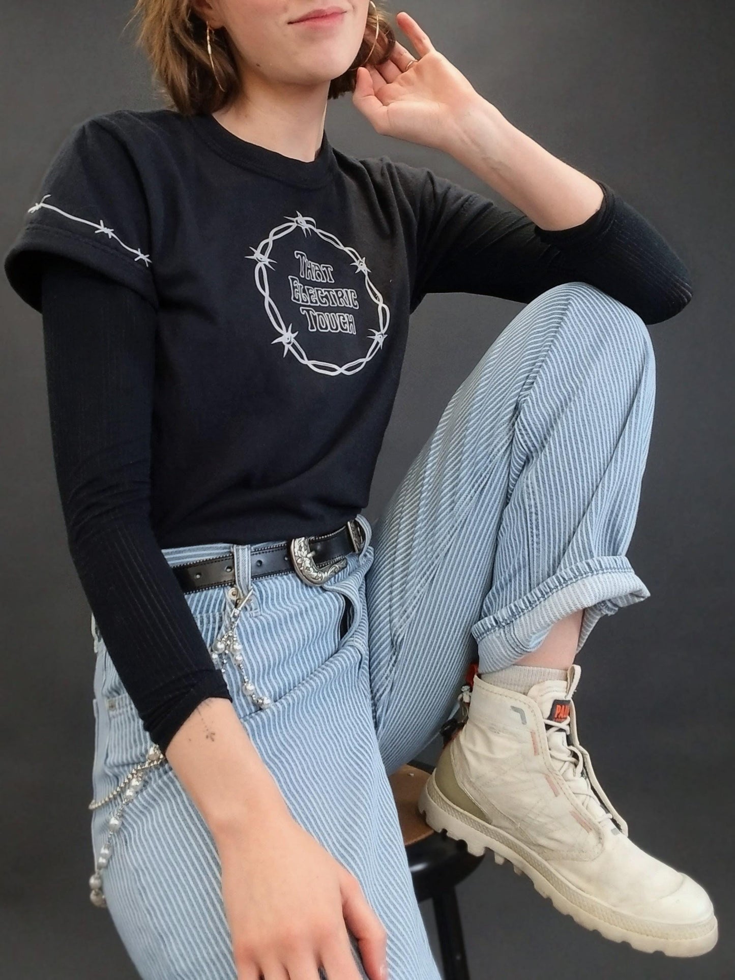 Reflective Barbed Wire Hamsa Graphic Shirt