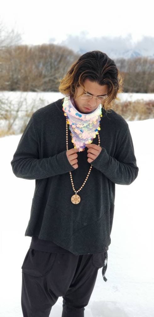 Holographic Sequin Bandana: Rave Festival Face Mask