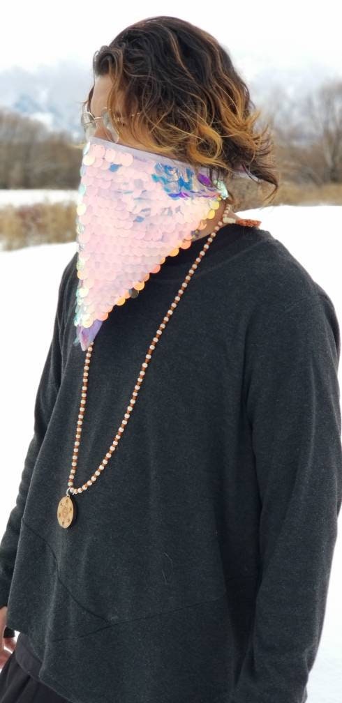 Holographic Sequin Bandana: Rave Festival Face Mask