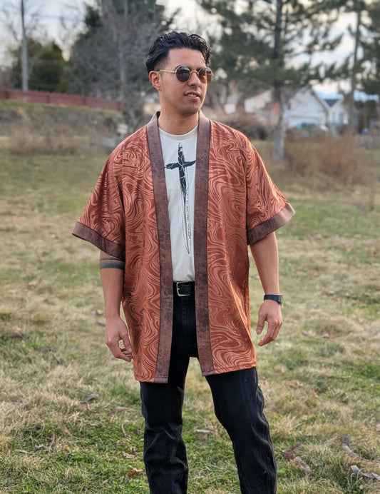Copper Psychedelic Kimono Jacket
