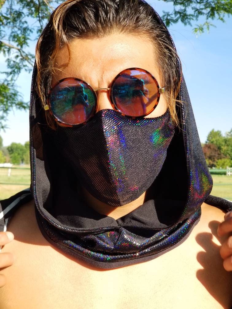 Black Iridescent Hood Scarf