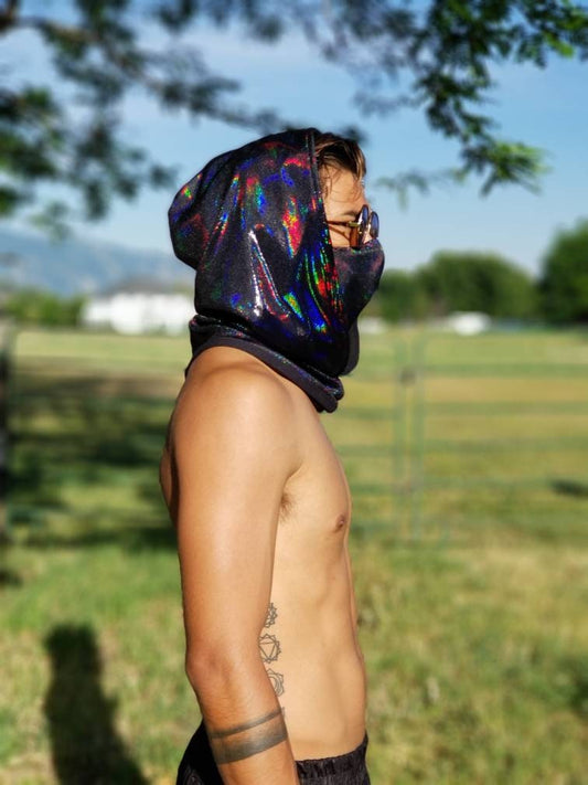 Black Iridescent Hood Scarf
