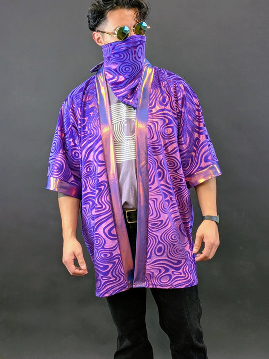 Purple Holographic Velvet Kimono