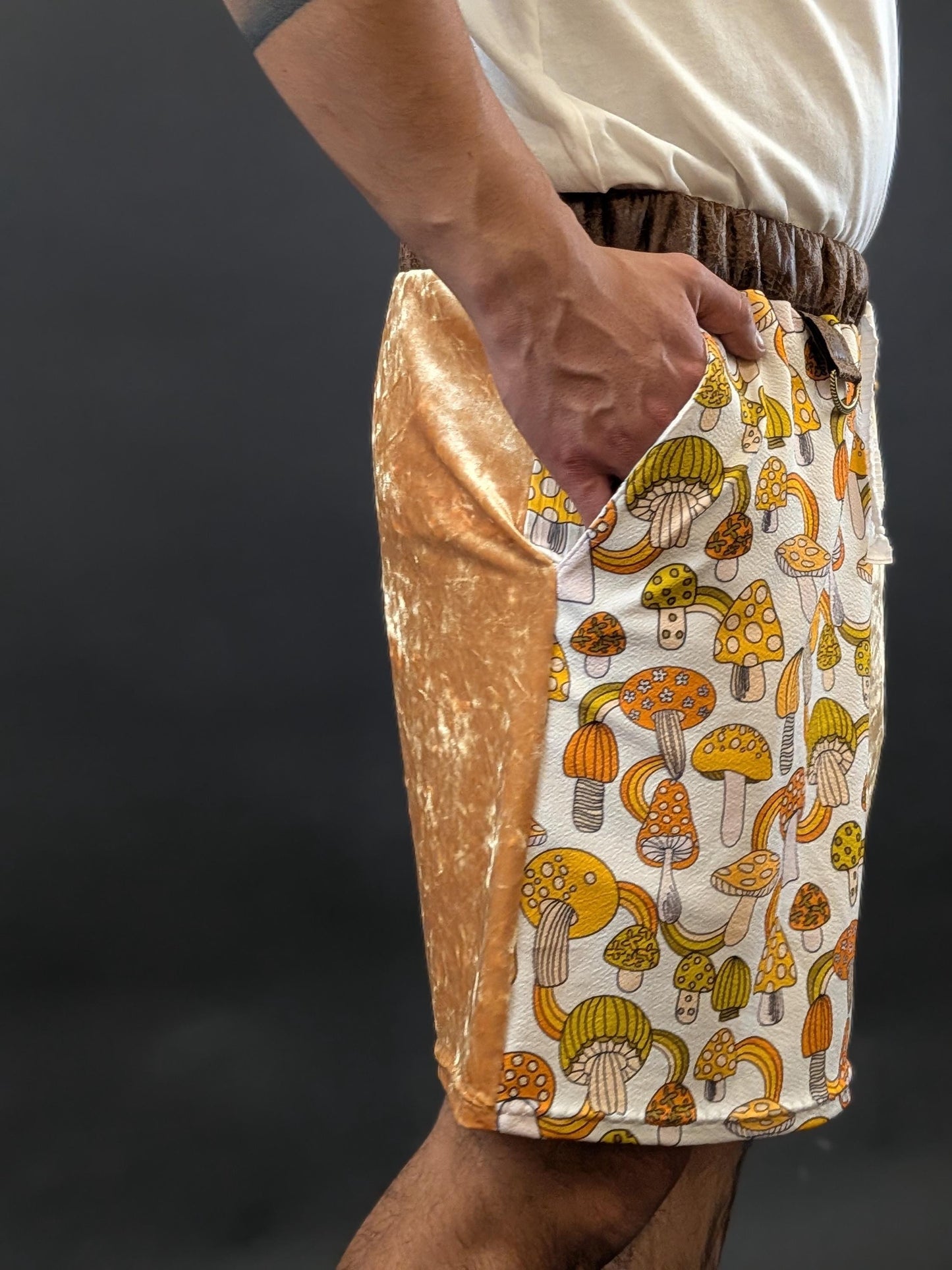 Retro Mushroom Velvet Shorts