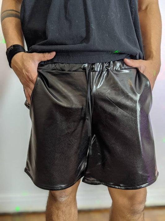 Faux Leather Men's Shorts