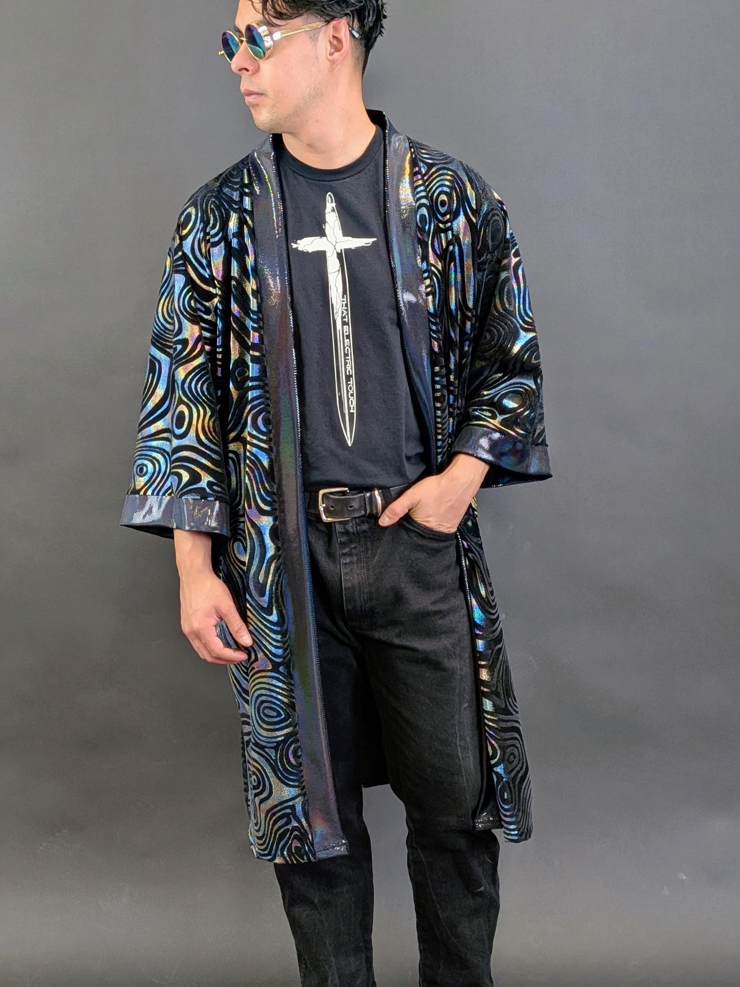 Holographic Velvet Mid Length Kimono