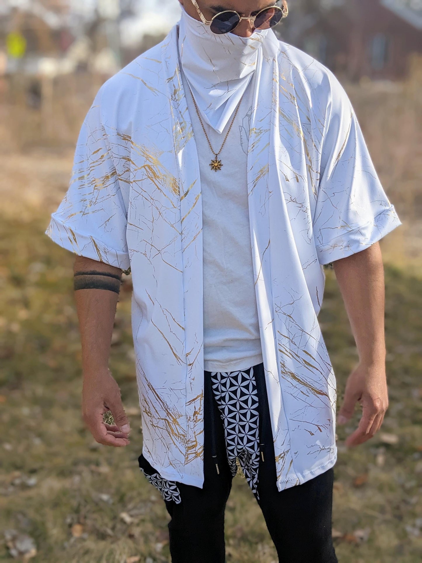Gold Quartz Marble Kimono