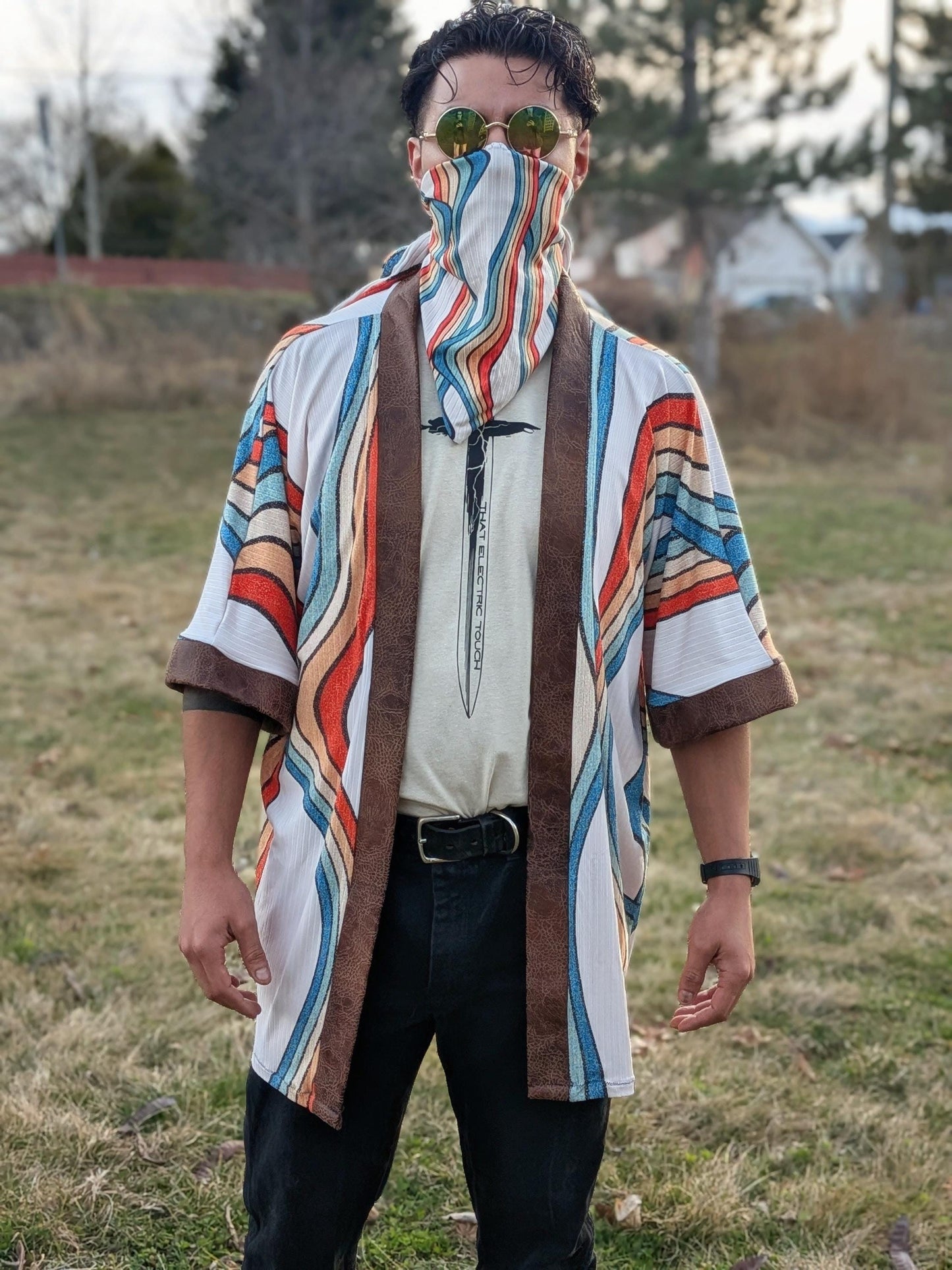 Retro Rainbow Stripe Kimono