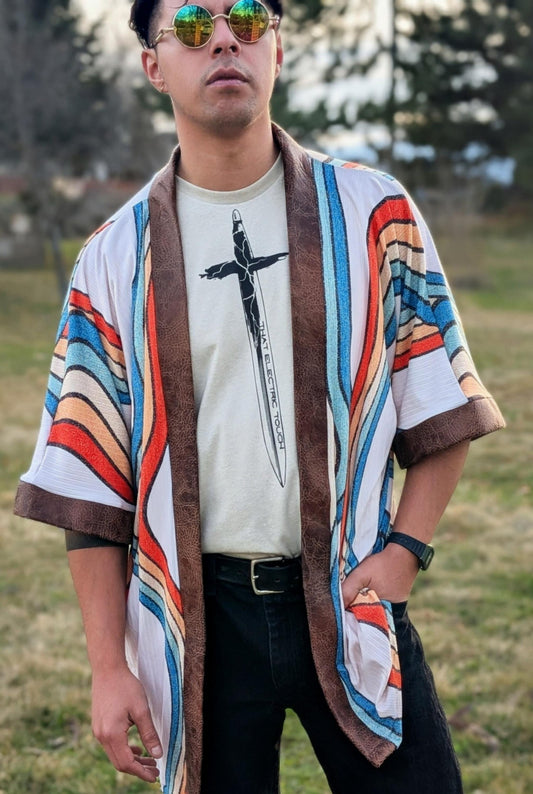 Retro Rainbow Stripe Kimono