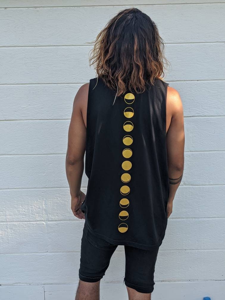 Moon Phase Graphic Cut Off Shirt