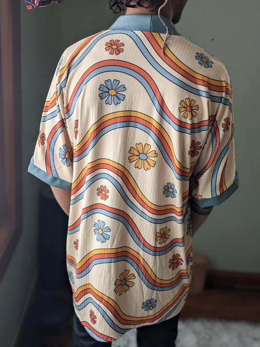 Retro Rainbow Rib Knit Kimono