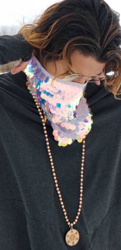 Holographic Sequin Bandana: Rave Festival Face Mask