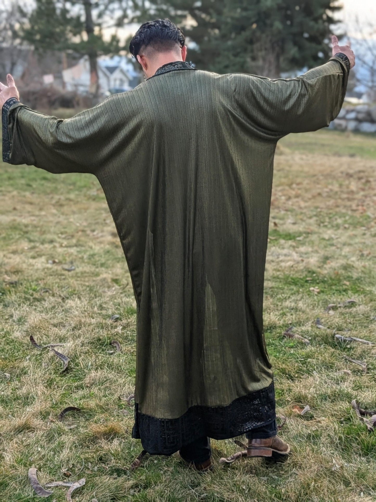 Sheer Gold Metallic Full Length Duster Kimono Robe