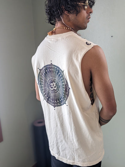Reflective Om Graphic Cut Off Shirt