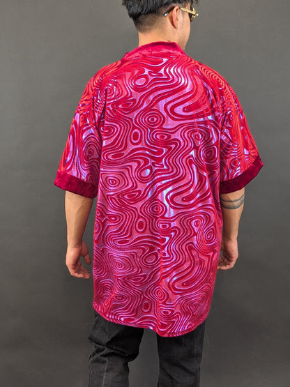 Red Holographic Velvet Kimono