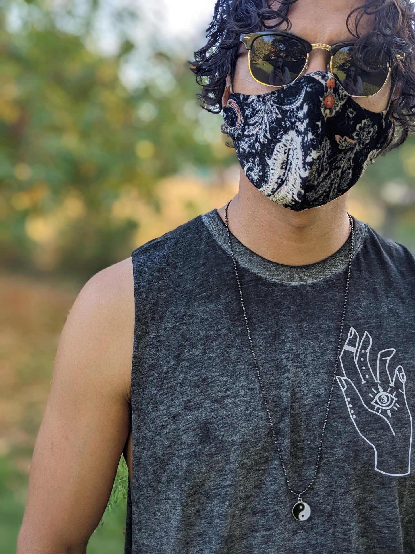 Paisley Velvet Face Mask: Reusable Boho Fashion Mask