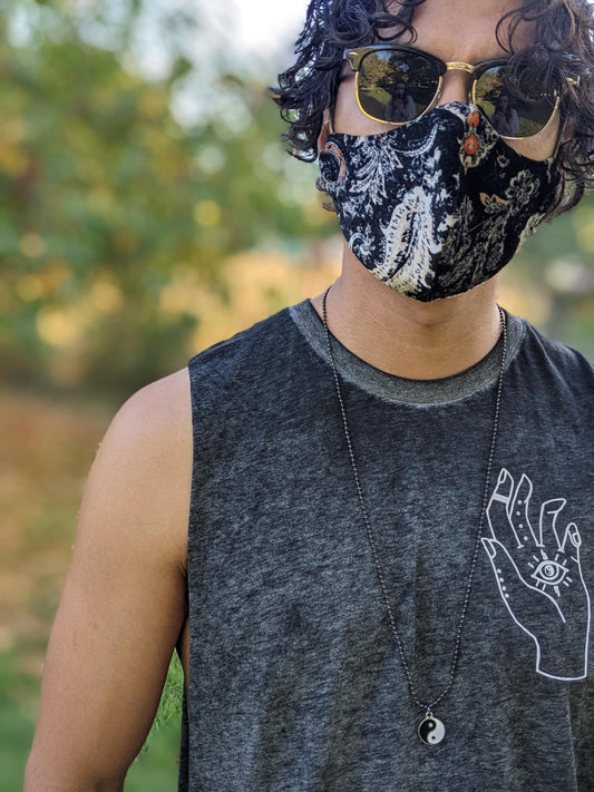 Paisley Velvet Face Mask: Reusable Boho Fashion Mask