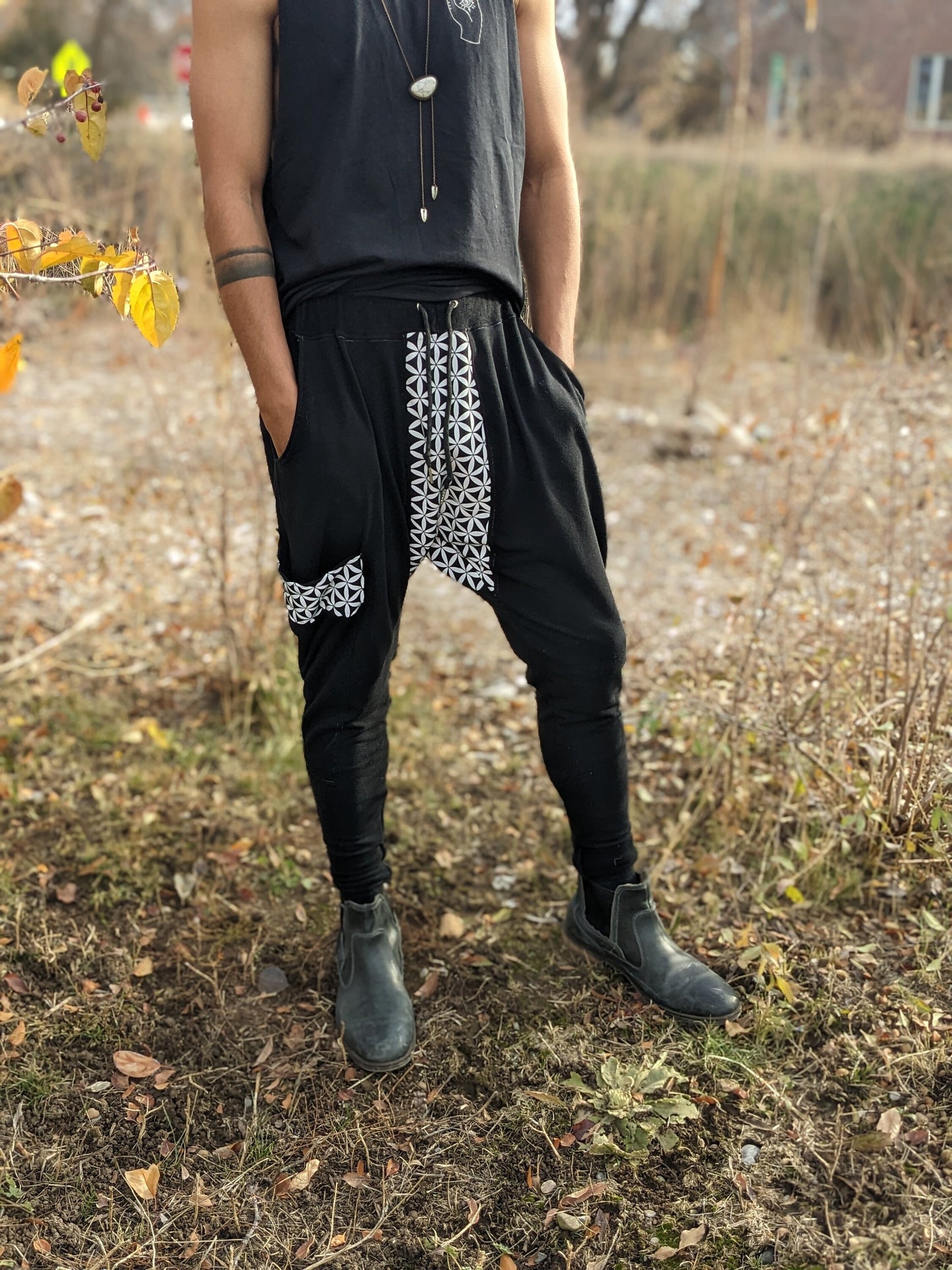 Reflective Seed of Life Harem Pants