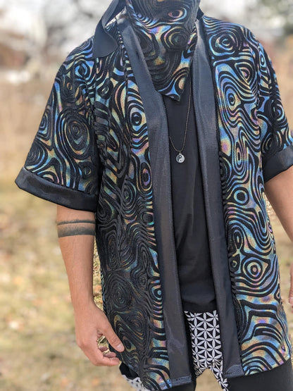 Holographic Swirl Velvet Kimono