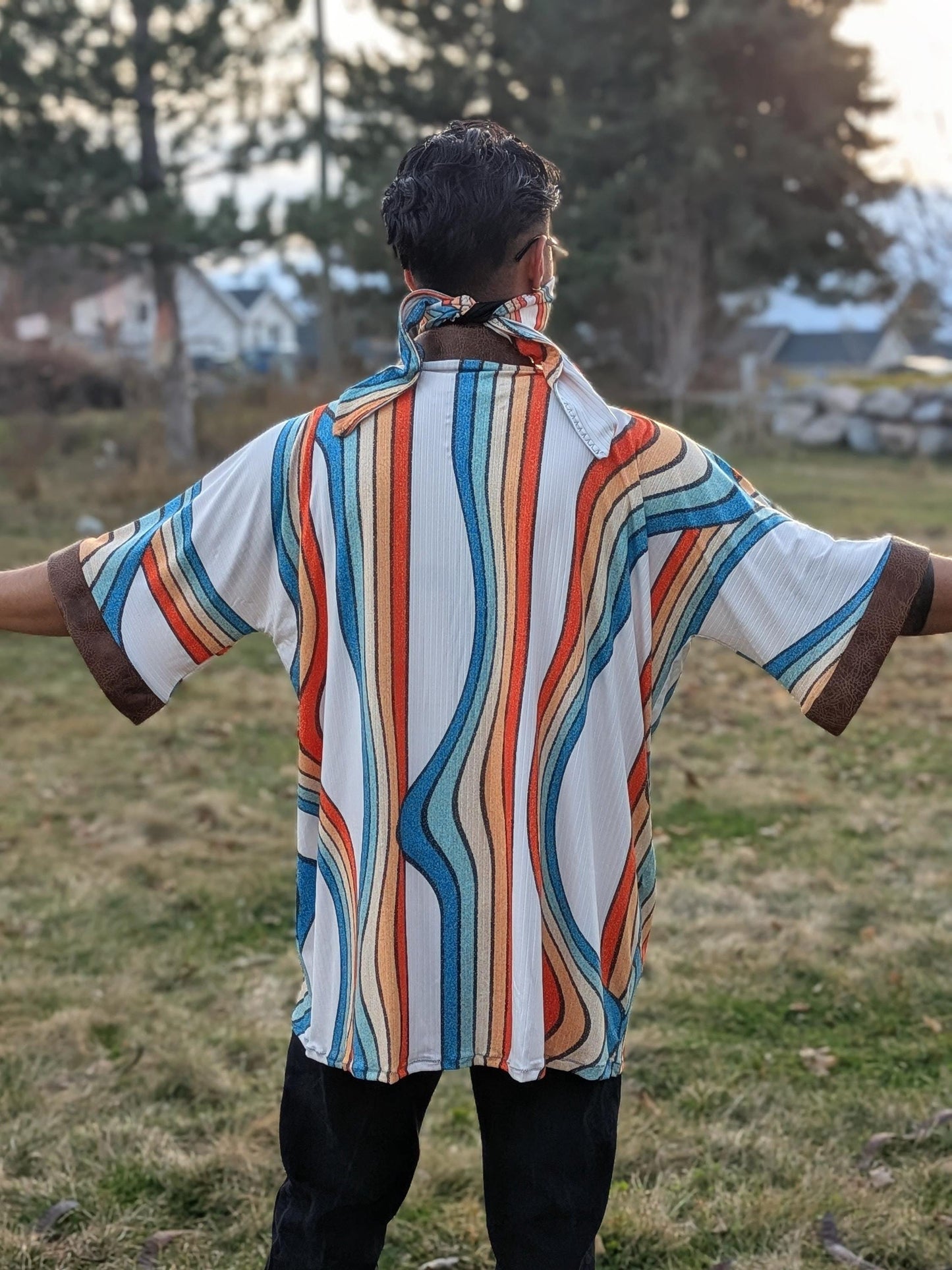 Retro Rainbow Stripe  Kimono