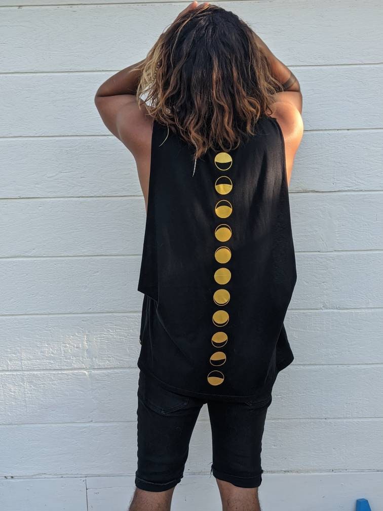 Moon Phase Graphic Cut Off Shirt