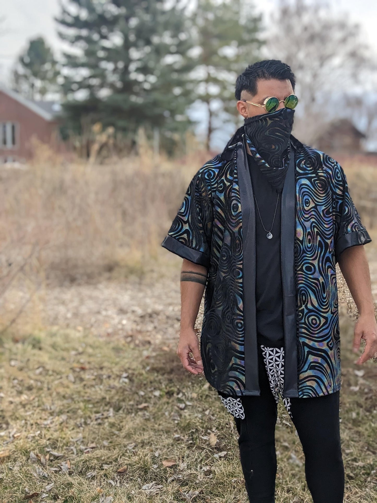 Holographic Swirl Velvet Kimono
