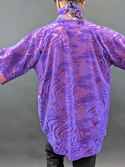 Purple Holographic Velvet Kimono