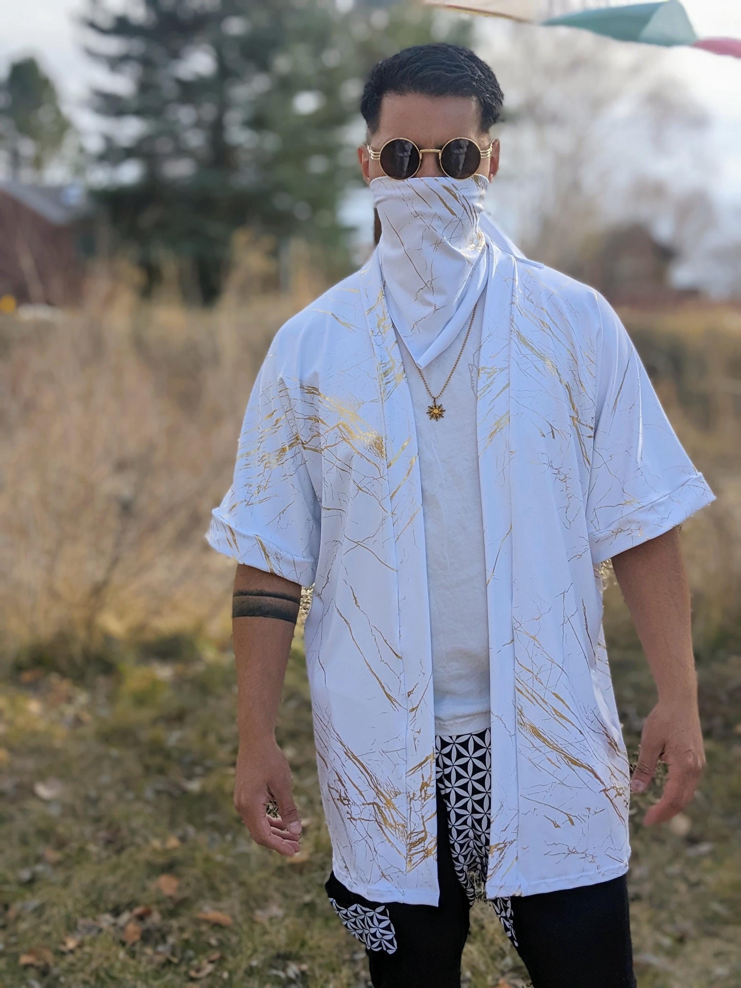 Gold Quartz Marble Kimono