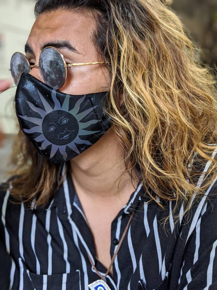 Reflective Moon & Sun Face Mask - Rave Festival Fashion