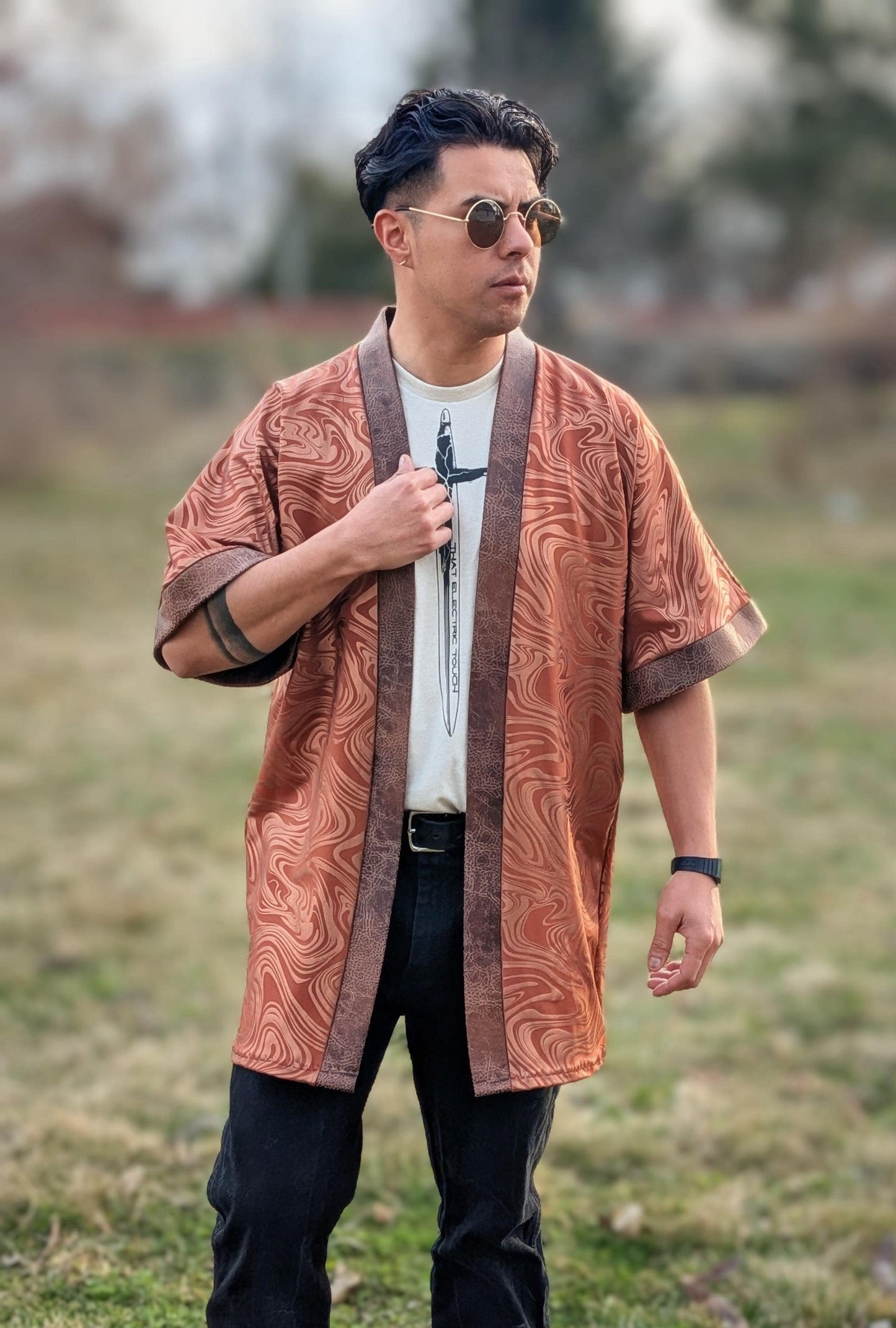 Copper Psychedelic Kimono Jacket