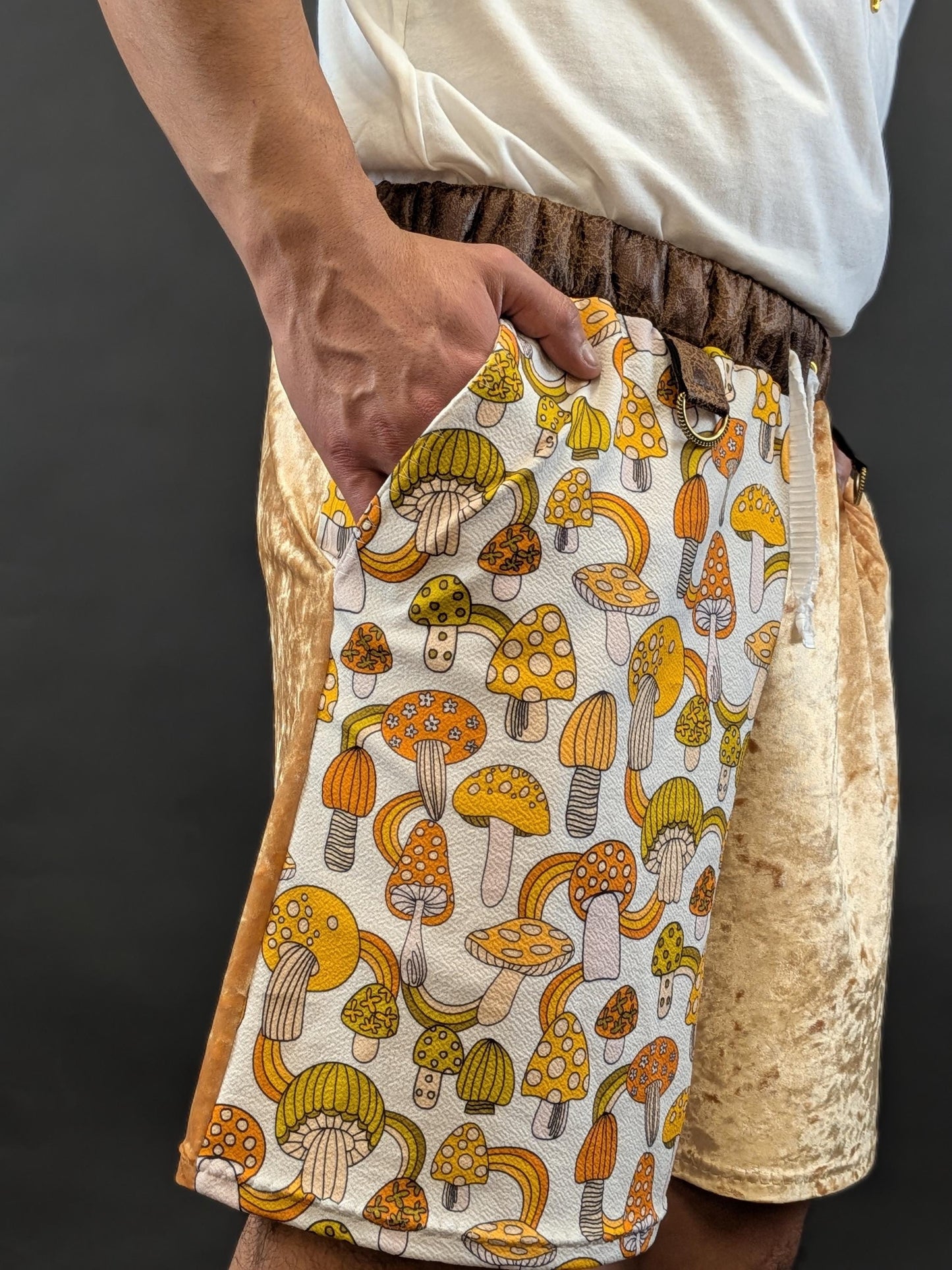 Retro Mushroom Velvet Shorts