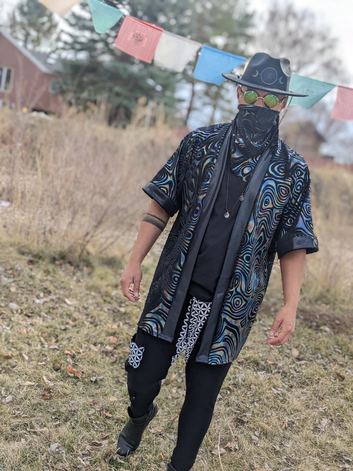 Holographic Swirl Velvet Kimono