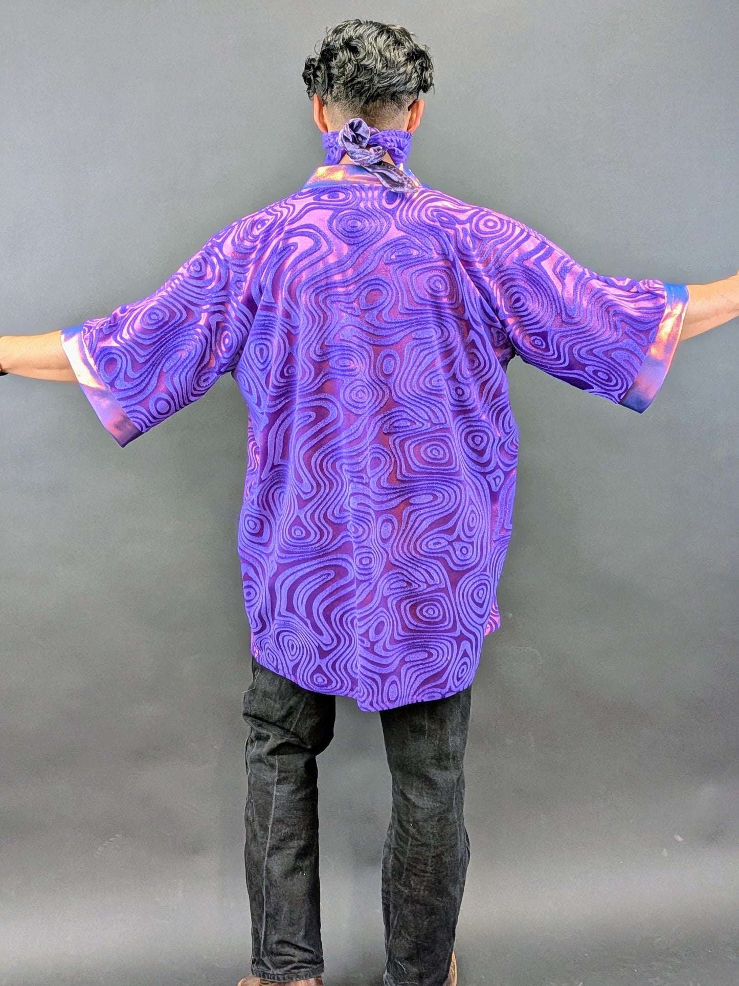 Purple Holographic Velvet Kimono