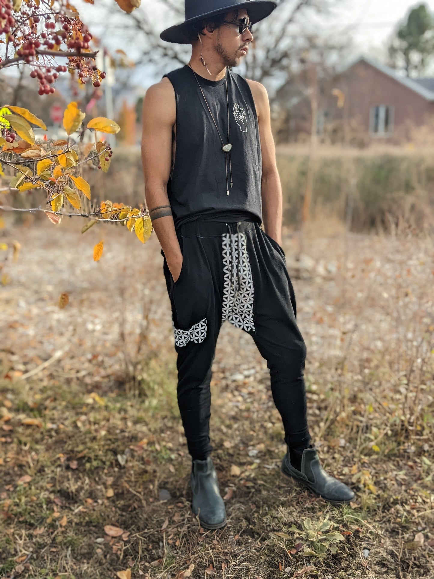 Reflective Seed of Life Harem Pants