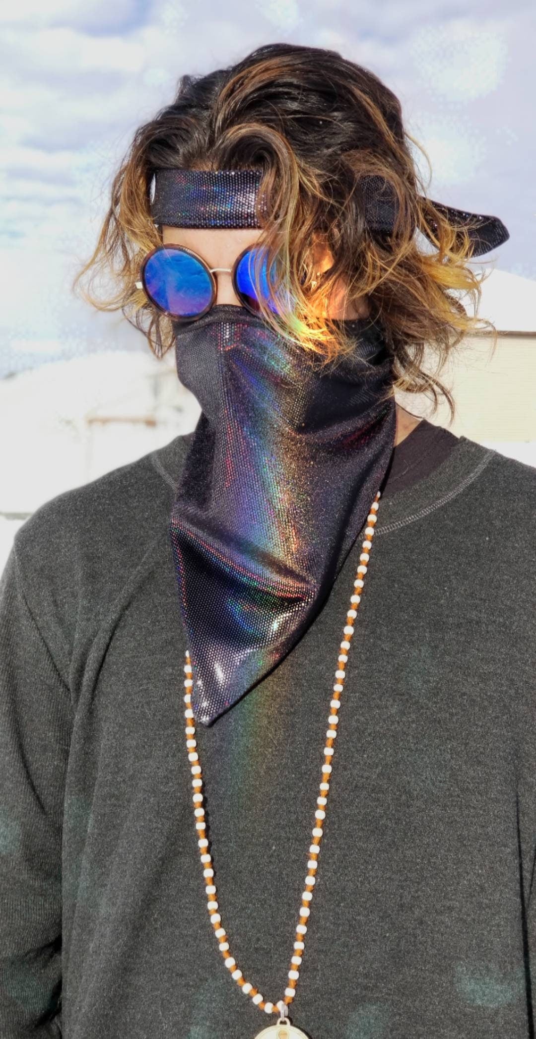 Black Iridescent Bandana