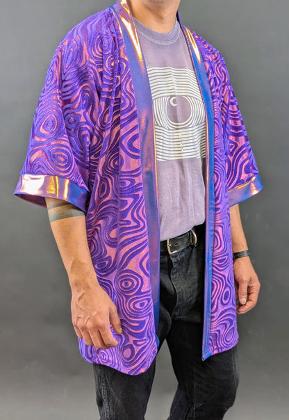 Purple Holographic Velvet Kimono
