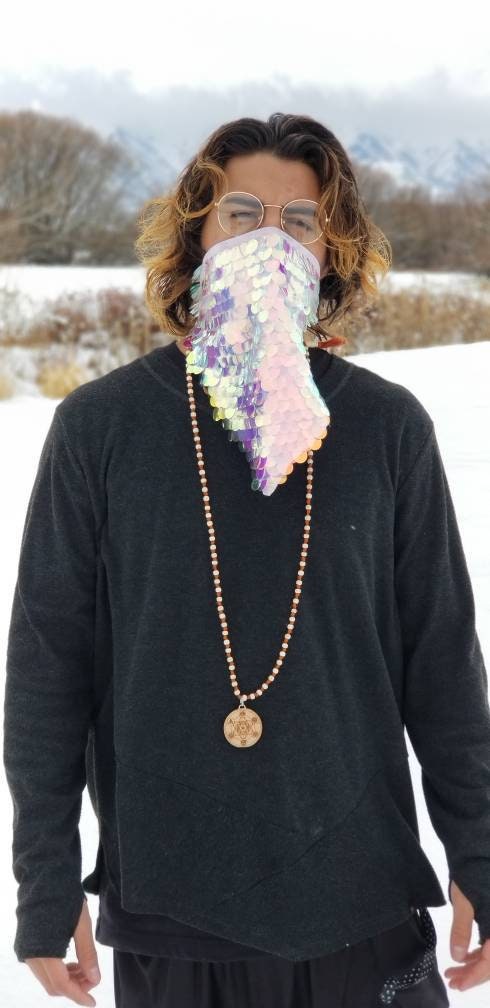 Holographic Sequin Bandana: Rave Festival Face Mask
