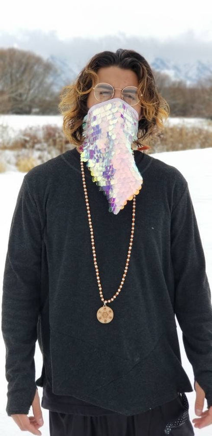 Holographic Sequin Bandana: Rave Festival Face Mask