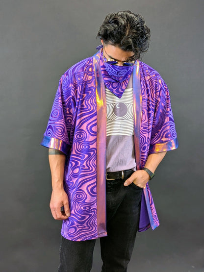 Purple Holographic Velvet Kimono