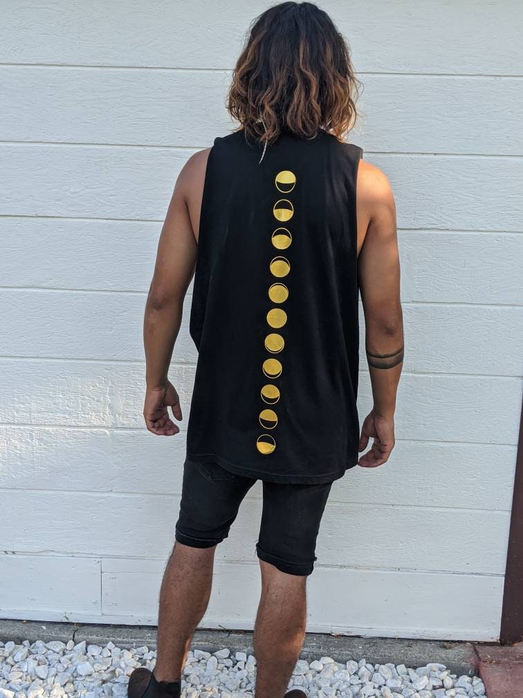 Moon Phase Graphic Cut Off Shirt