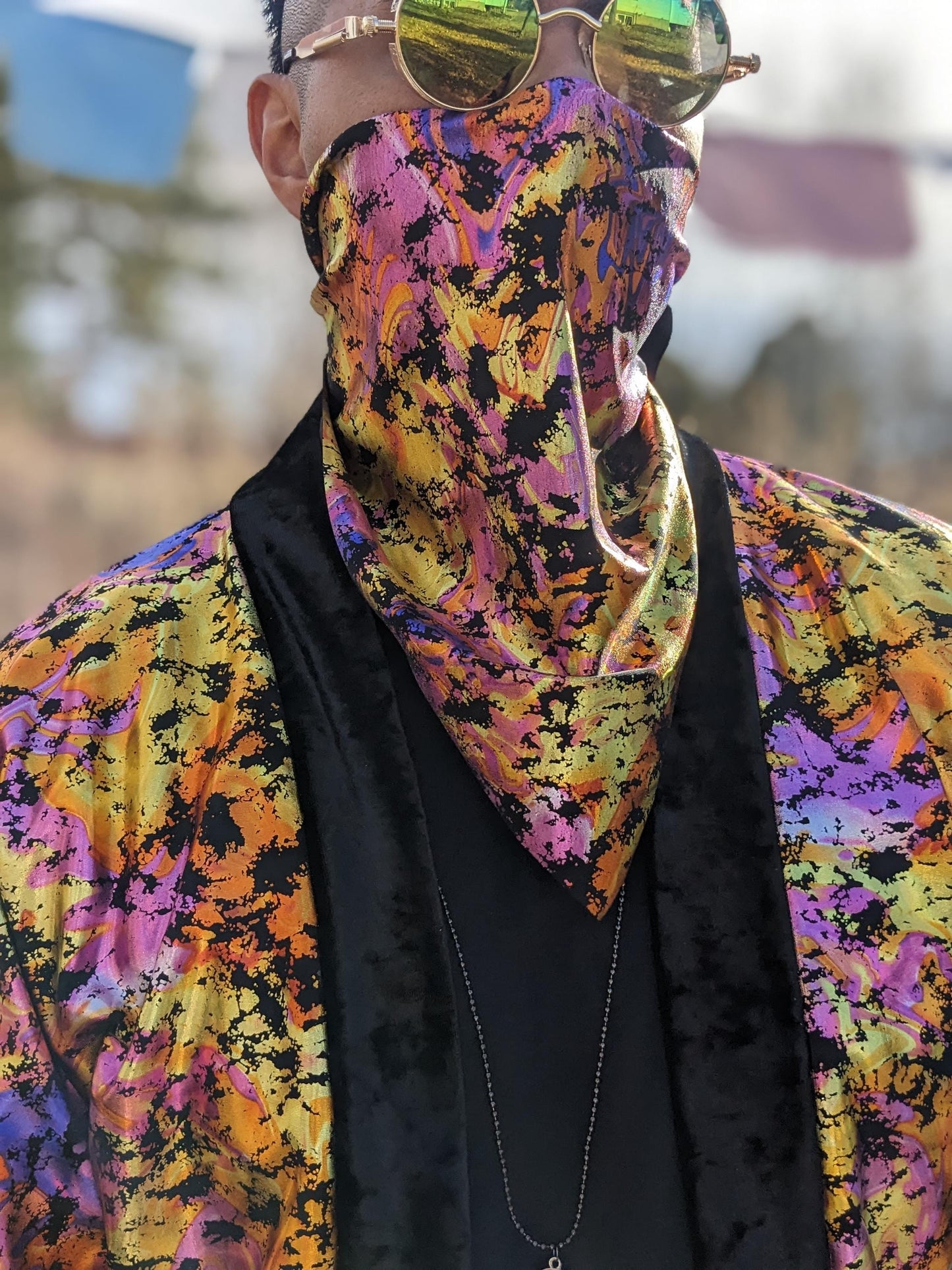Holographic Psychedelic Velvet Kimono - Rave Festival Top