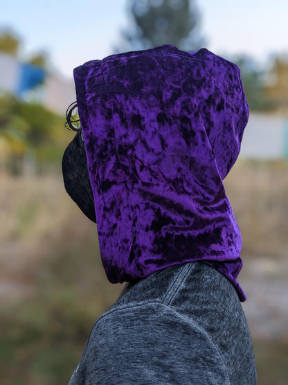 Reversible Velvet Hood with Jacquard Trim