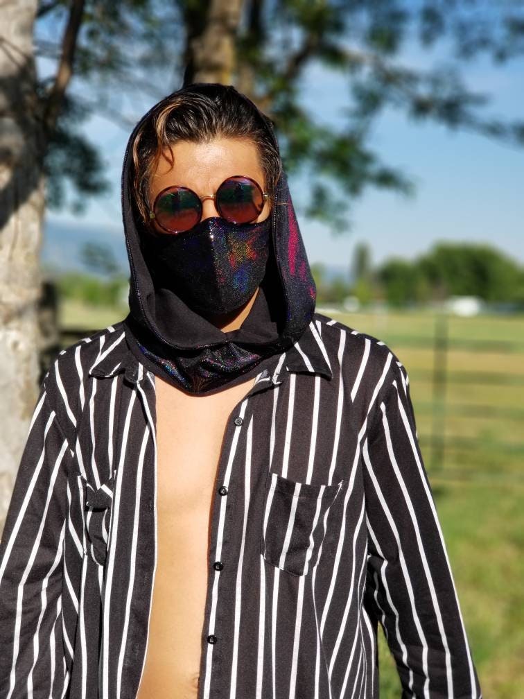 Black Iridescent Hood Scarf