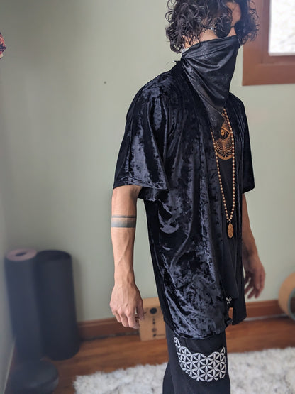 Reflective Moon Phase Velvet Kimono