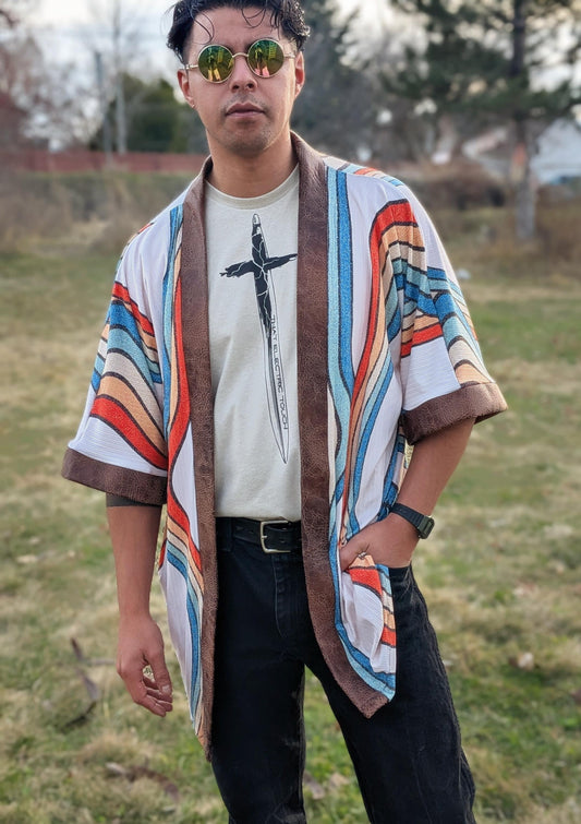 Retro Rainbow Stripe  Kimono