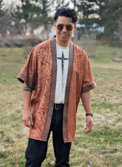 Copper Psychedelic Kimono Jacket