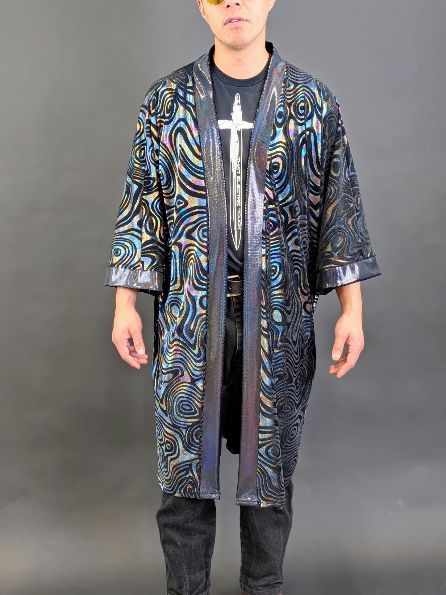 Holographic Velvet Mid Length Kimono