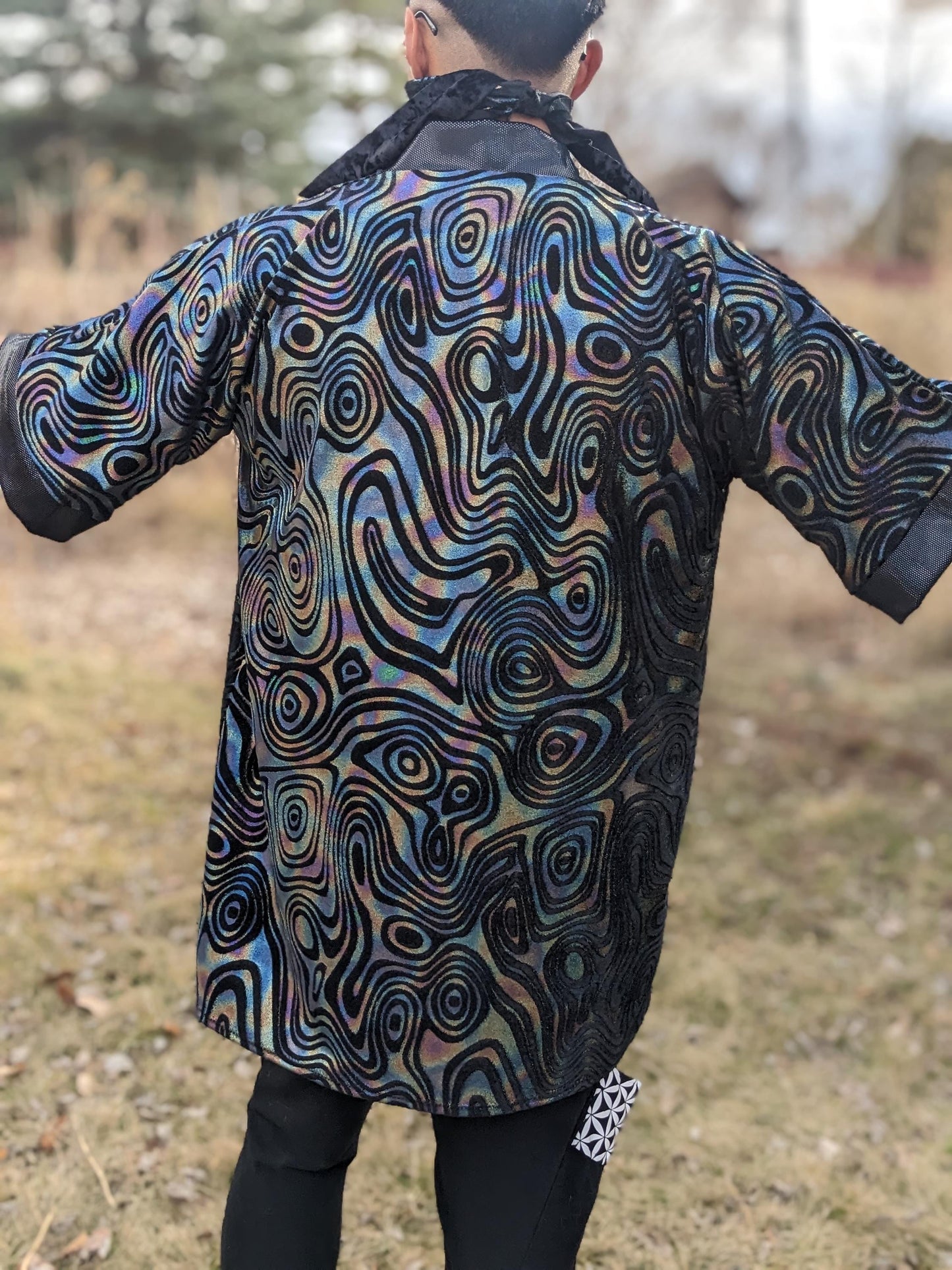 Holographic Swirl Velvet Kimono