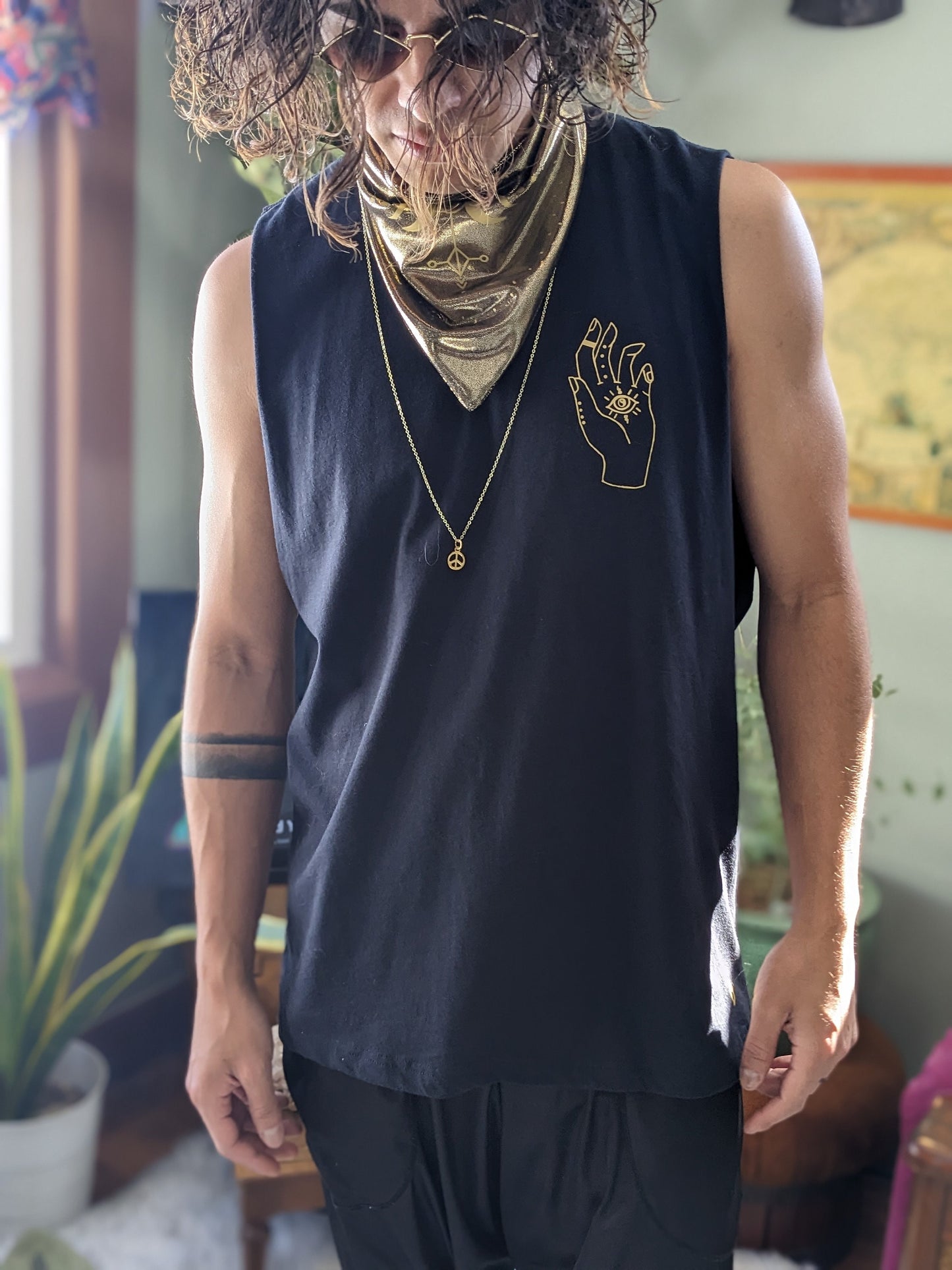 Yin Yang Graphic Cut Off Shirt