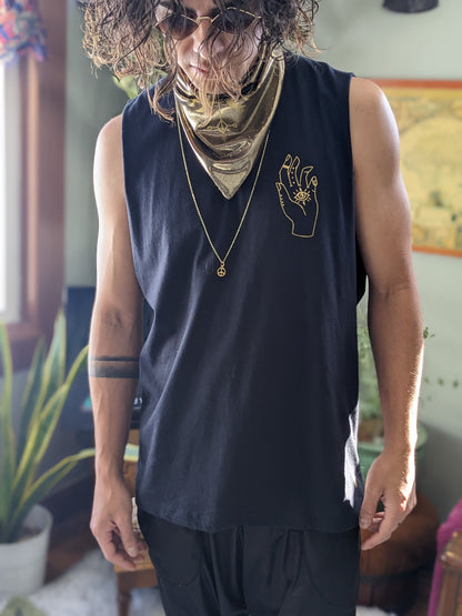 Yin Yang Graphic Cut Off Shirt